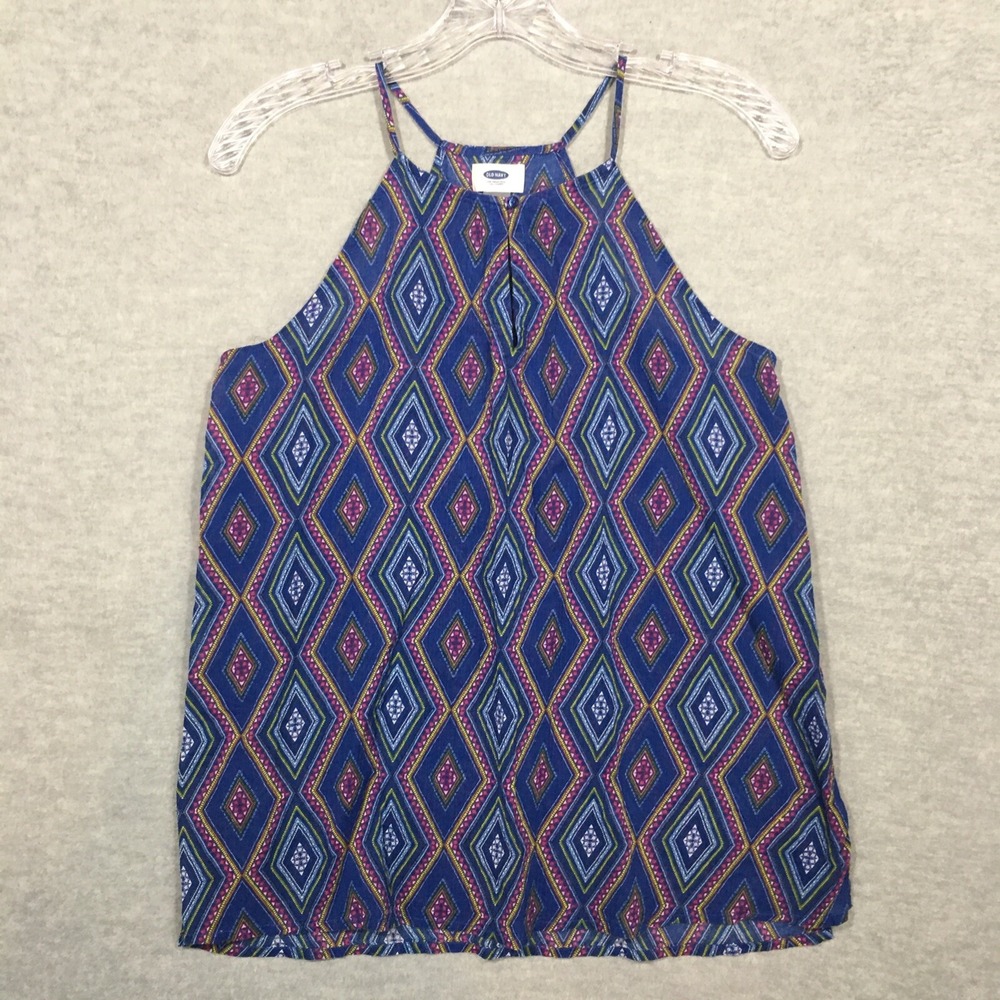 Old Navy Small Lightweight Halter Top Blue Purple High Neck Cold Shoulder Beach